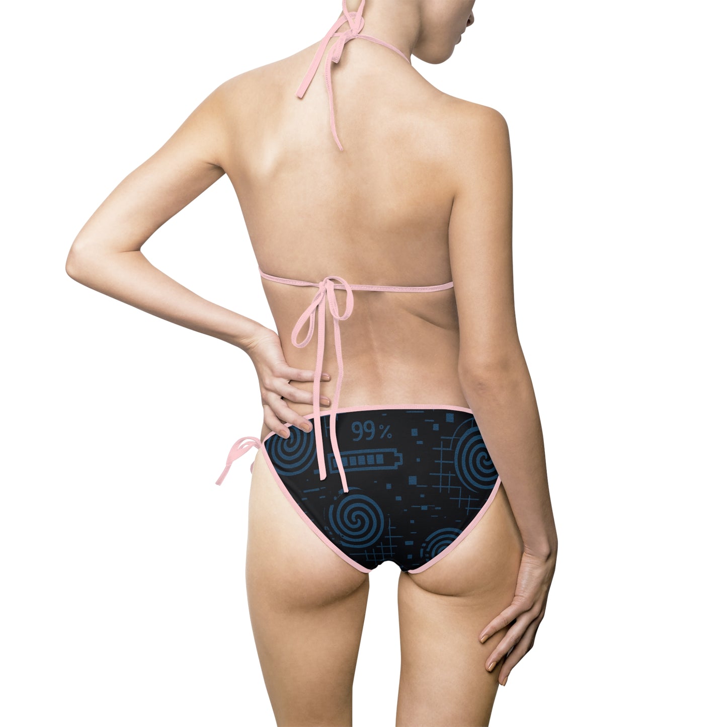 Trendy Black Spiral Bikini Swimsuit for Women