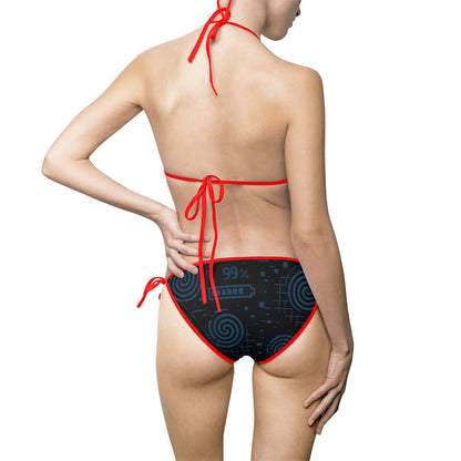 Trendy Black Spiral Bikini Swimsuit for Women