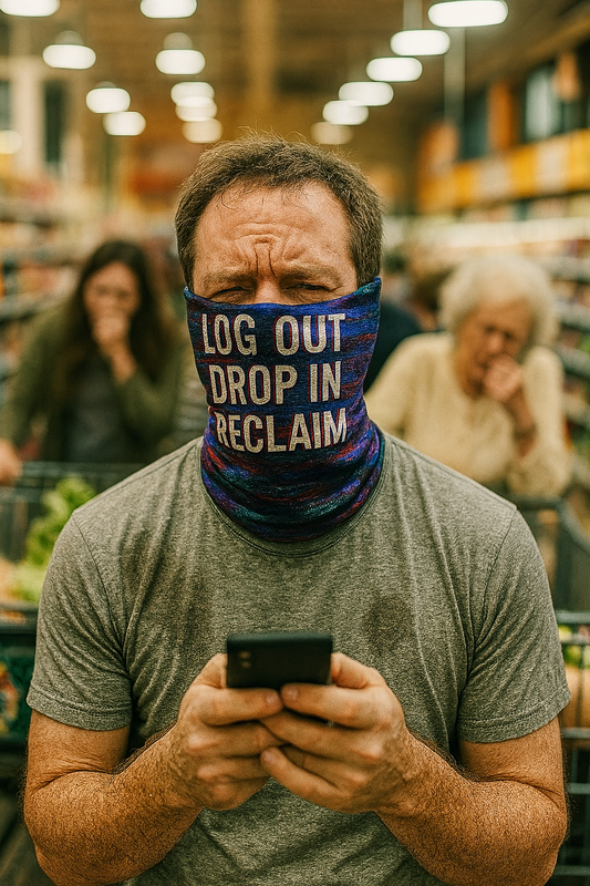 Colorful Lightweight Neck Gaiter - Perfect for Outdoor Adventures, Hiking, Festivals, and Everyday Use - 'Log Out Drop In Reclaim' Design